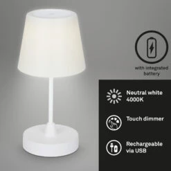 Lampe à Poser LED Campi, Batterie, Dim, Blanche 17 Lampe à Poser LED Campi, Batterie, Dim, Blanche -Konstsmide || Lucande Soldes Boutique 10013623 8