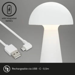 Lampe Batterie LED Fungo, Rechargeable, Blanche -Konstsmide || Lucande Soldes Boutique 10015106 7