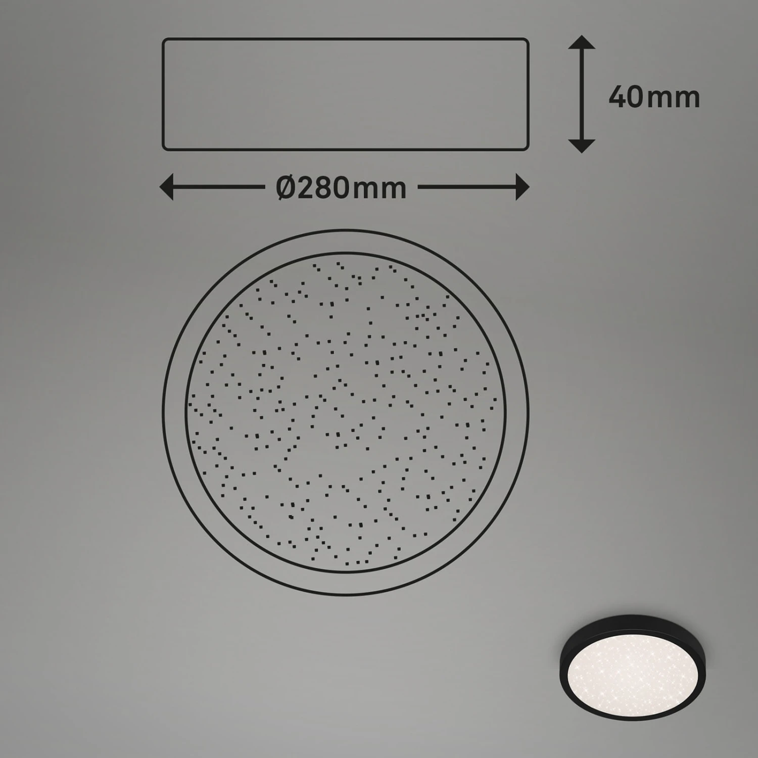 Plafonnier LED Runa, Ciel étoilé, Noir 4 Plafonnier LED Runa, Ciel étoilé, Noir – Image 4