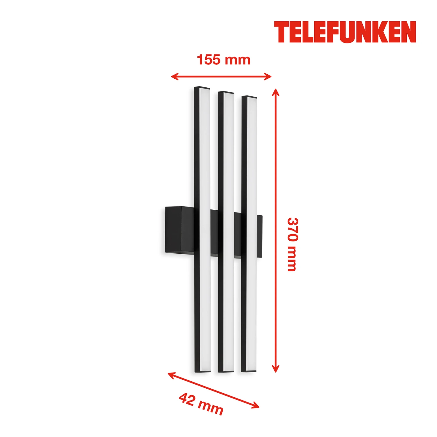 Telefunken Applique Extérieur LED Graz Direct 3 Lampes Noir 3 Telefunken Applique Extérieur LED Graz Direct 3 Lampes Noir – Image 3