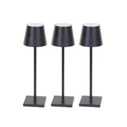 Lindby Janea Lampe Table Batterie LED Noire X3