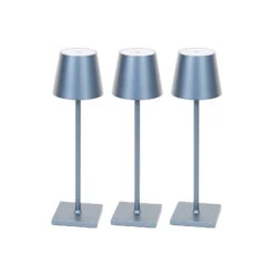 Lindby Janea Lampe Table Batterie LED Gris-bleu X3
