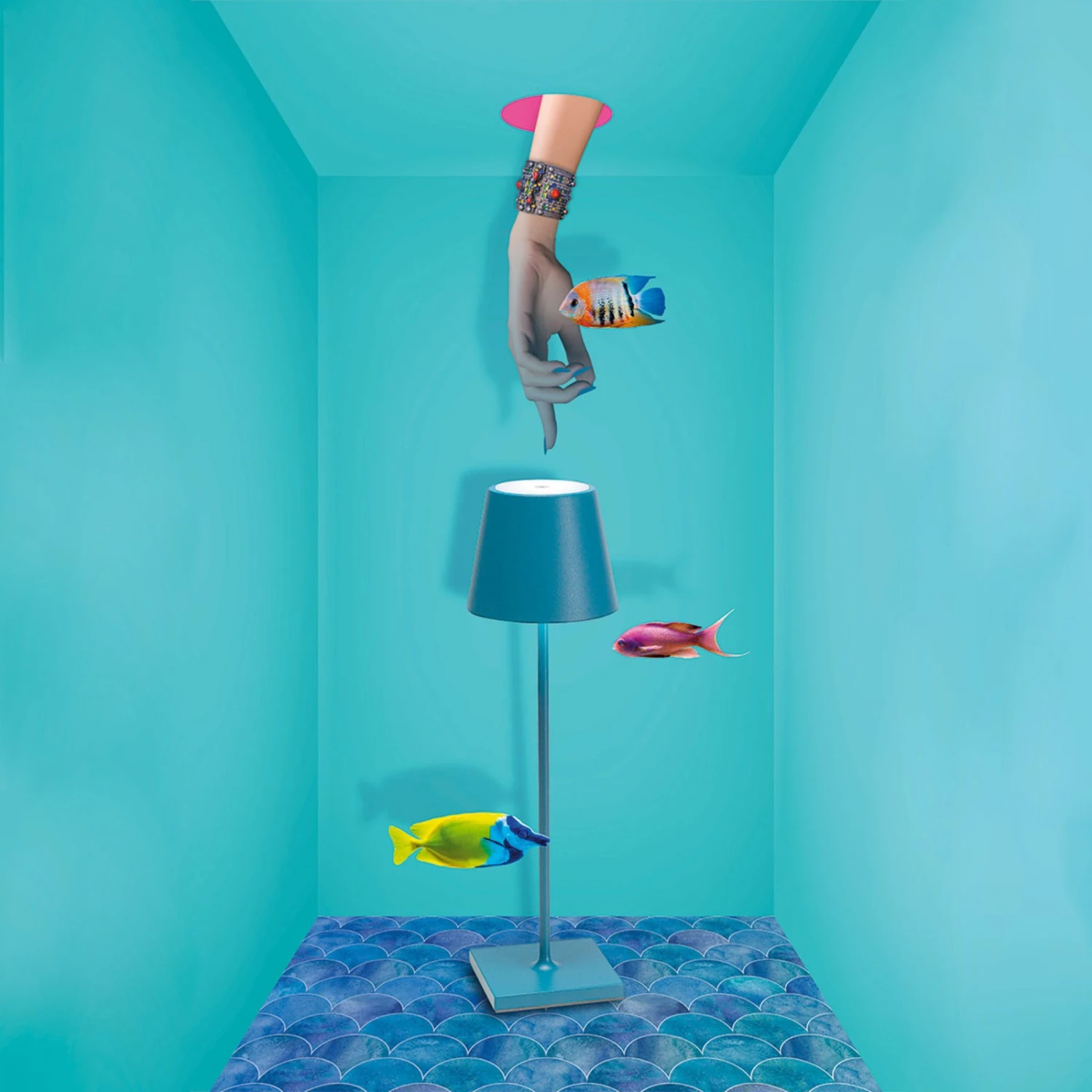 Lampe à Poser LED Poldina Batterie, Portable, Bleu 2 Lampe à Poser LED Poldina Batterie, Portable, Bleu – Image 2