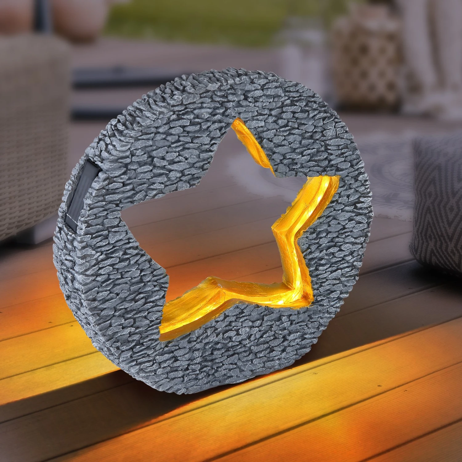 Globo Lampe LED Solaire 36524 Gris Pierre Doré, étoile 1 Globo Lampe LED Solaire 36524 Gris Pierre Doré, étoile