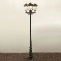Konstsmide Lampadaire Candélabre 3 Abat-jours Parma Vert