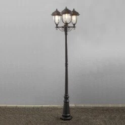 Konstsmide Lampadaire Candélabre 3 Abat-jours Parma Noir
