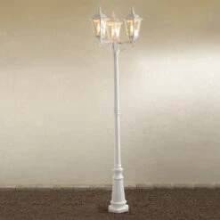 Konstsmide Lampe Pour Mât Firenze à 3 Lampe, Blanche -Konstsmide || Lucande Soldes Boutique 5522175 2
