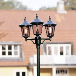 Konstsmide Lampadaire D’extérieur Virgo, 3 Lampes, Vert Foncé