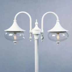 Konstsmide Lampadaire Imposant Blanc LIBRA 2 Abat-jours