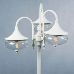 Konstsmide Superbe Lampadaire Blanc 3 Abat-jours