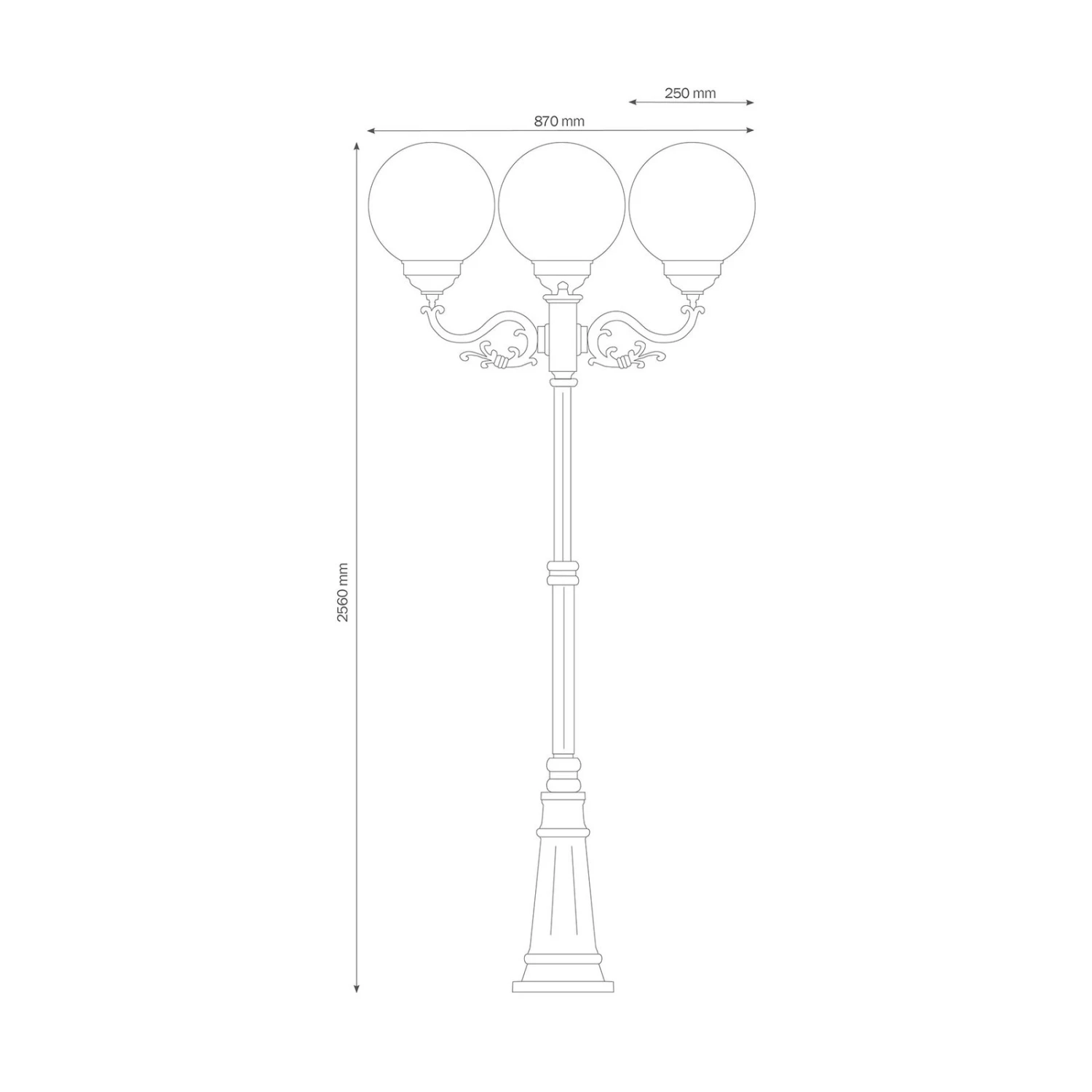 Lampadaire D’extérieur 1144, 3 Lampes, Noir/blanc 3 Lampadaire D’extérieur 1144, 3 Lampes, Noir/blanc – Image 3