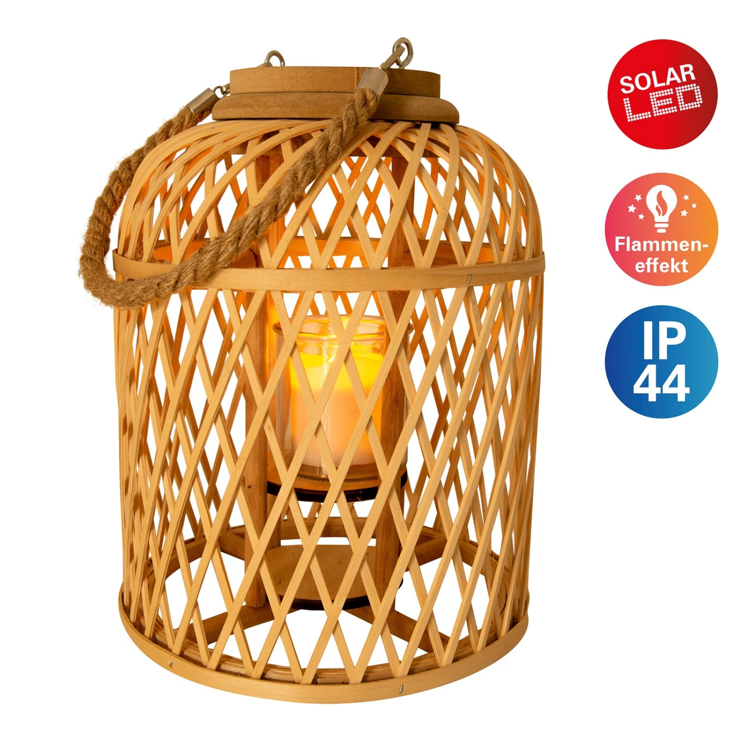 Lanterne Solaire LED Panier Bambou 29 cm Naturel 3 Lanterne Solaire LED Panier Bambou 29 cm Naturel – Image 3