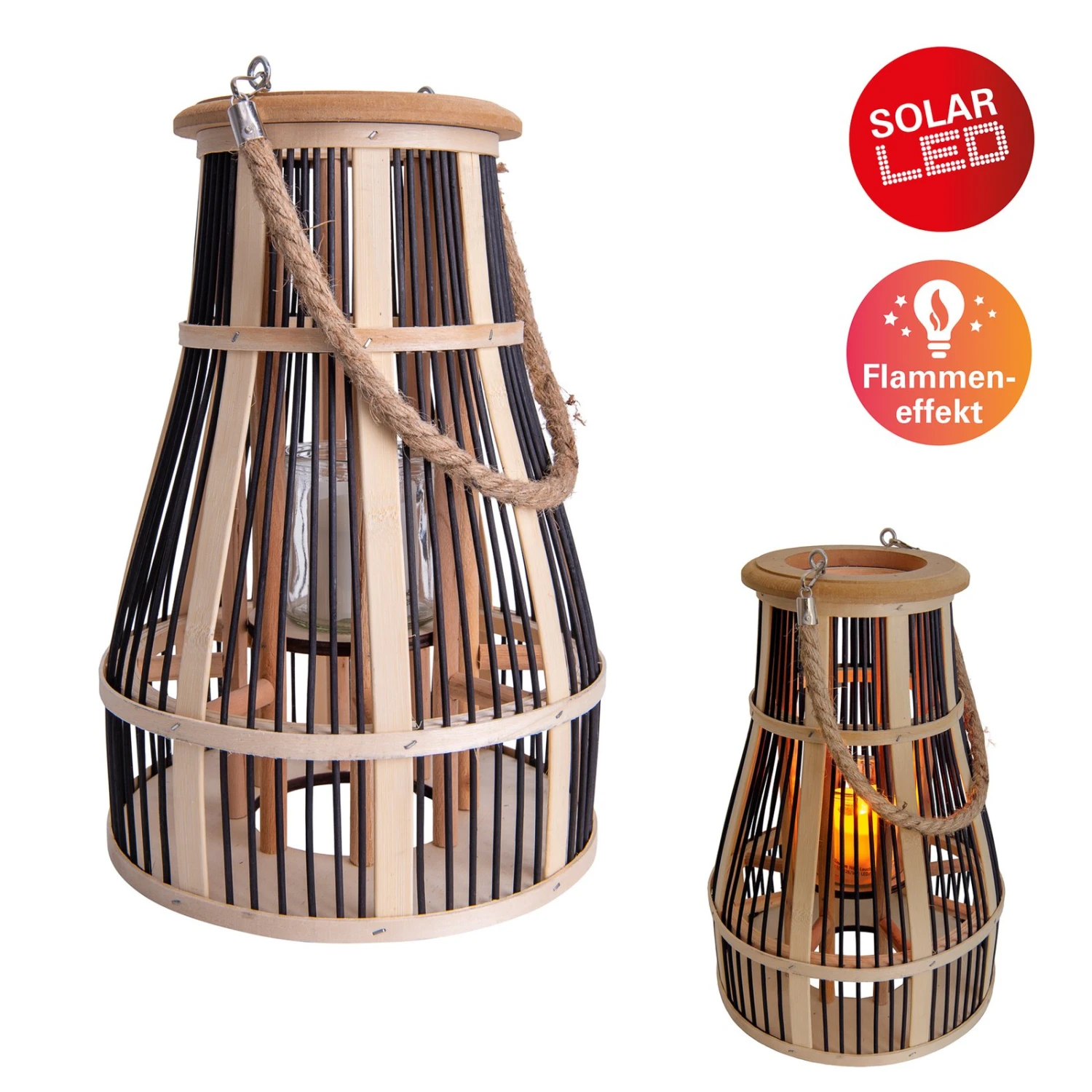 Lampe Déco Solaire LED Panier, 34 cm, Noir/naturel 7 Lampe Déco Solaire LED Panier, 34 cm, Noir/naturel – Image 7