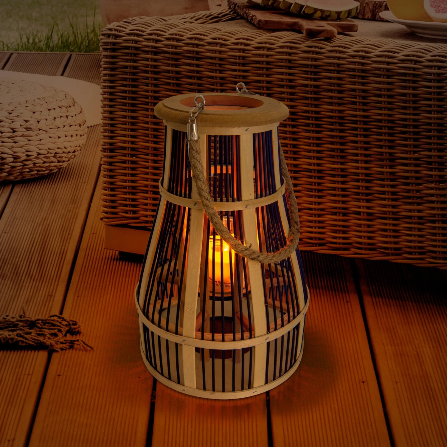 Lampe Déco Solaire LED Panier, 34 cm, Noir/naturel 1 Lampe Déco Solaire LED Panier, 34 cm, Noir/naturel