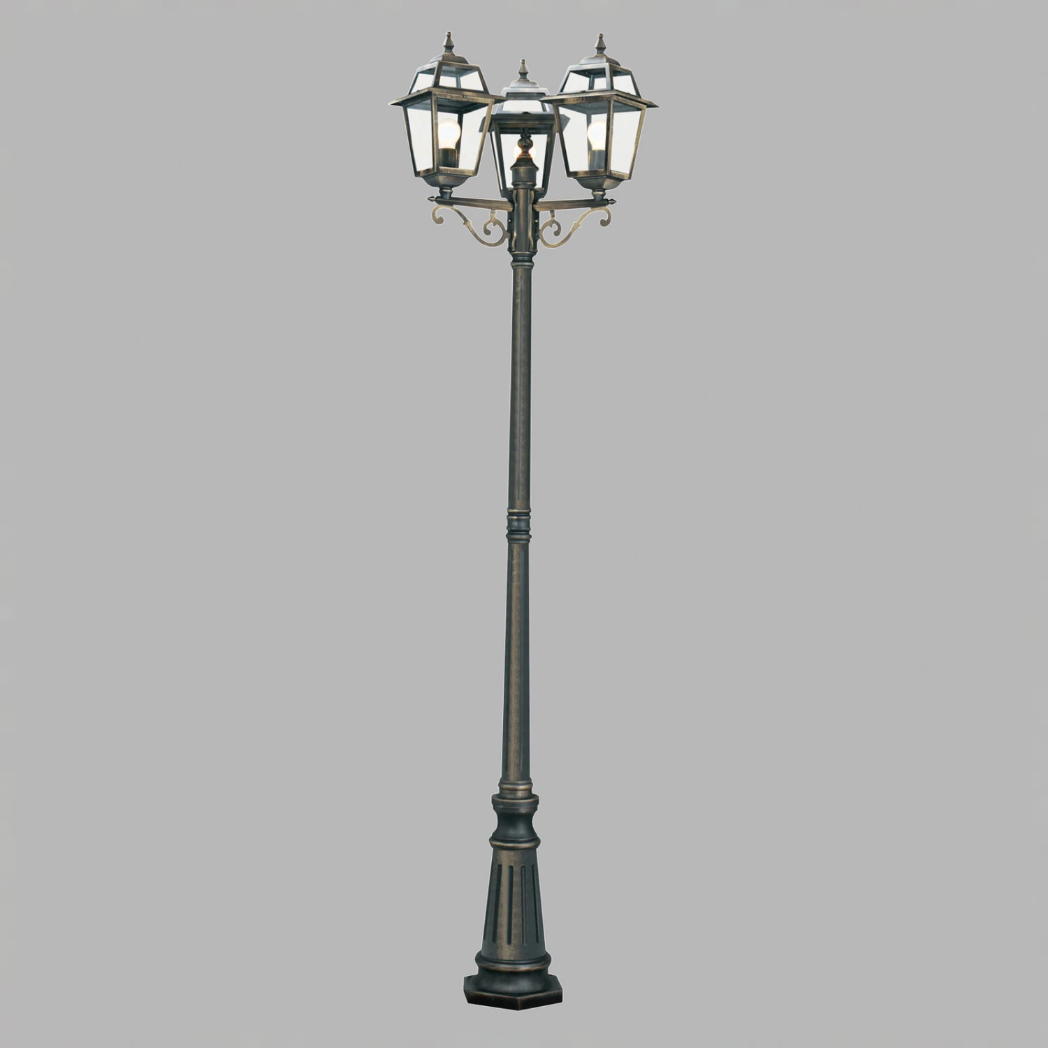 Lampe Pour Mât New Orleans, Noire-dorée, 3 lampes 2 Lampe Pour Mât New Orleans, Noire-dorée, 3 lampes – Image 2