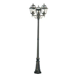 Lampe Pour Mât New Orleans, Noire-dorée, 3 lampes