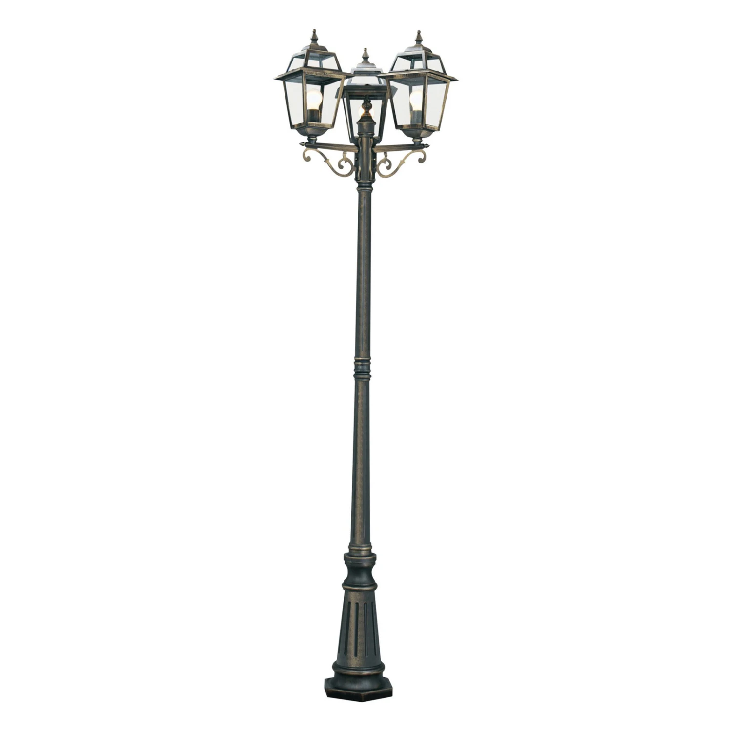 Lampe Pour Mât New Orleans, Noire-dorée, 3 lampes 1 Lampe Pour Mât New Orleans, Noire-dorée, 3 lampes