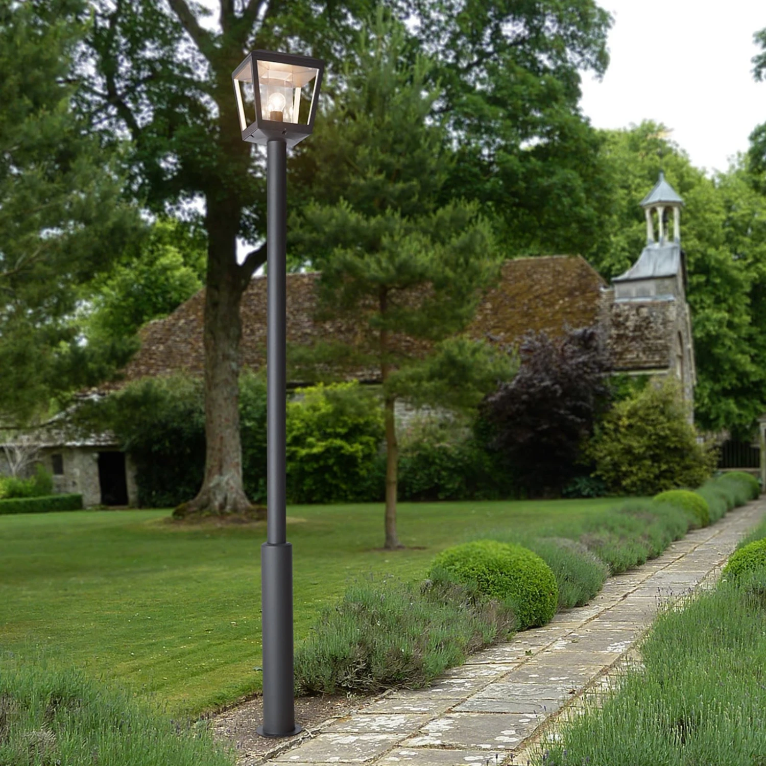 Lucande Lampadaire D'extérieur Dunia Abat-jour Transparent 2 Lucande Lampadaire D'extérieur Dunia Abat-jour Transparent – Image 2