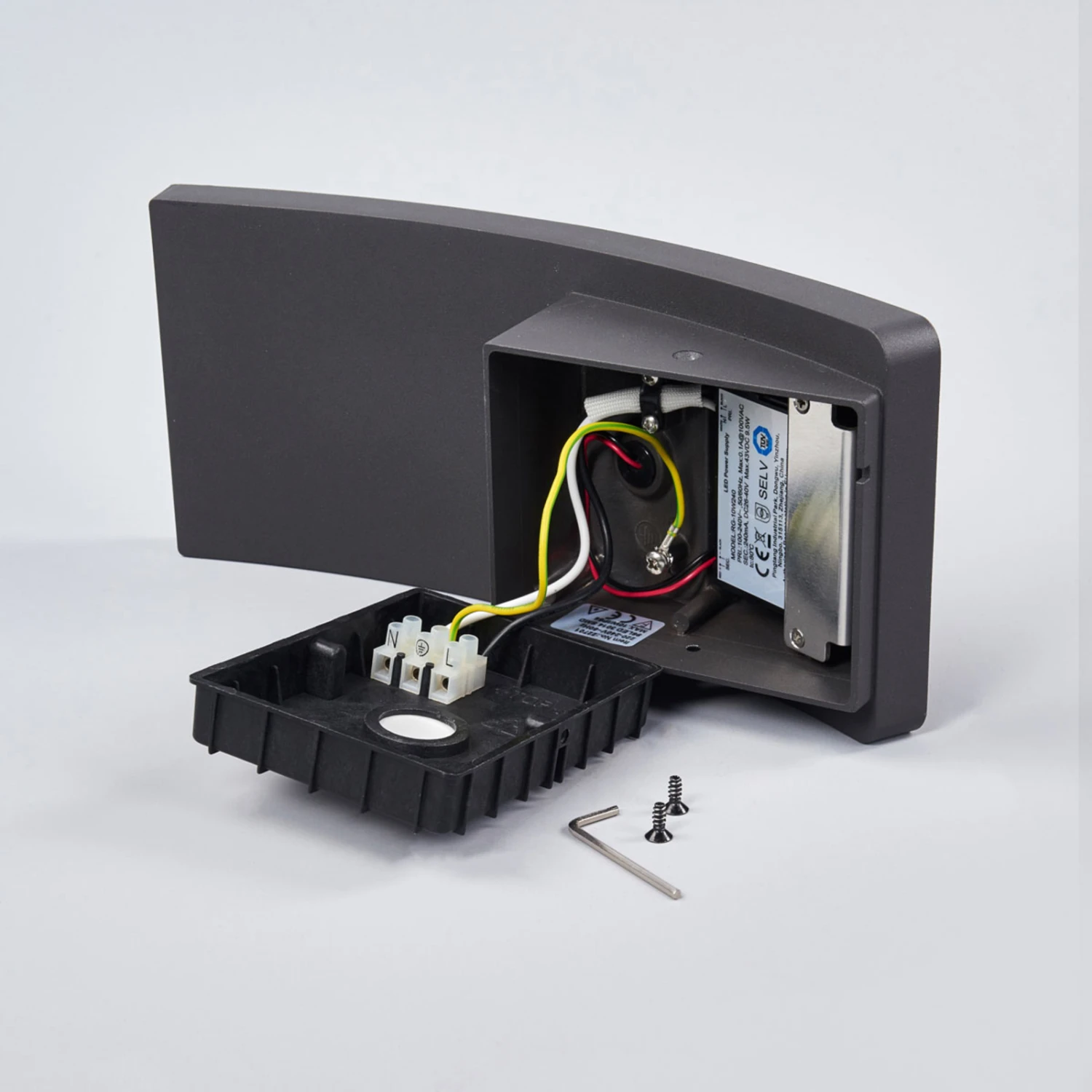 Lucande Applique D'extérieur LED Courbe Siara, Gris Foncé 9 Lucande Applique D'extérieur LED Courbe Siara, Gris Foncé – Image 9