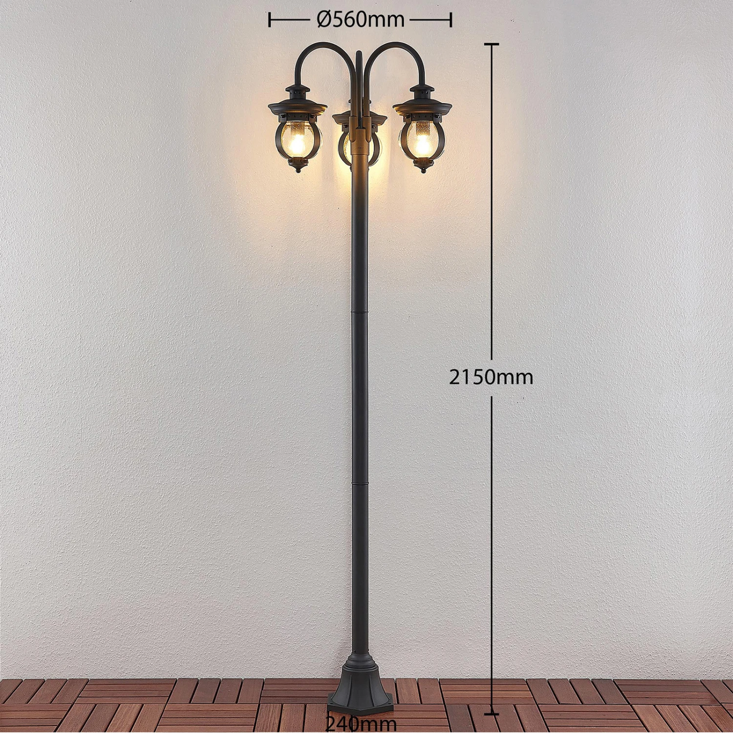 Lindby Farley Lampadaire D'extérieur à 3 Lampes 4 Lindby Farley Lampadaire D'extérieur à 3 Lampes – Image 4