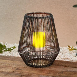 Lindby Kaati Lanterne Solaire LED, Rotin, 26 Cm